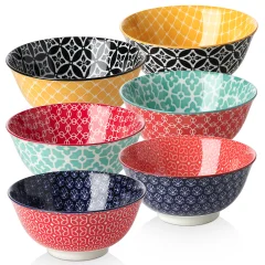 DOWAN porcelanaste sklede za kosmiče, 680 ML jušne sklede živih barv, ljubke ovsene sklede za testenine, majhne solate, enolončnice, riž, set 6 kosov