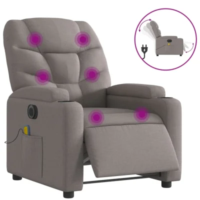 Električni masažni naslanjač - Relax naslanjač taupe blago