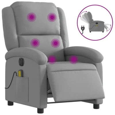 Električni masažni naslanjač - Relax naslanjač svetlo sivo blago