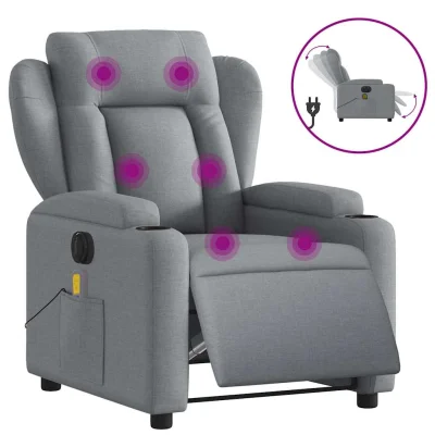 Električni masažni naslanjač - Relax naslanjač svetlo sivo blago