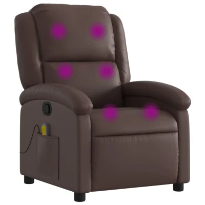 masažni naslanjač - Relax naslanjač rjavo umetno usnje