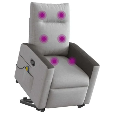 masažni naslanjač - Relax naslanjač s funkcijo vstajanja sivo blago