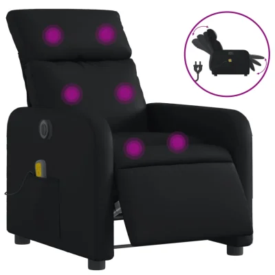 Električni masažni naslanjač - Relax naslanjač črno umetno usnje
