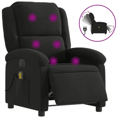 Električni masažni naslanjač - Relax naslanjač črno blago