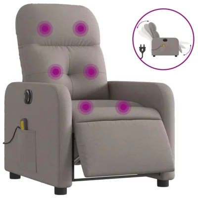 Električni masažni naslanjač - Relax naslanjač taupe blago
