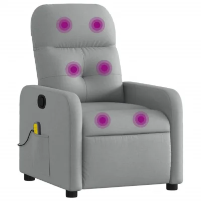 Masažni fotelj - Relax naslanjač svetlo sivo blago