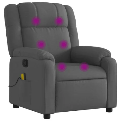 masažni naslanjač - Relax naslanjač temno sivo blago