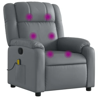 masažni naslanjač - Relax naslanjač sivo umetno usnje