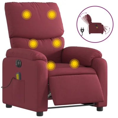 Električni masažni naslanjač - Relax naslanjač vinsko rdeče blago