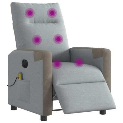 Električni masažni naslanjač - Relax naslanjač svetlo sivo blago