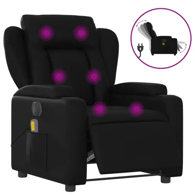 Električni masažni naslanjač - Relax naslanjač črno umetno usnje