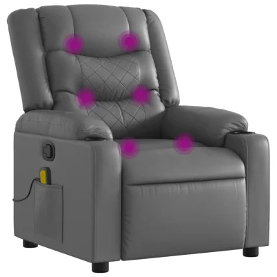 masažni naslanjač - Relax naslanjač sivo umetno usnje