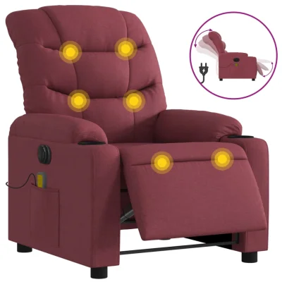 Električni masažni naslanjač - Relax naslanjač vinsko rdeče blago