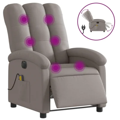 Električni masažni naslanjač - Relax naslanjač taupe blago