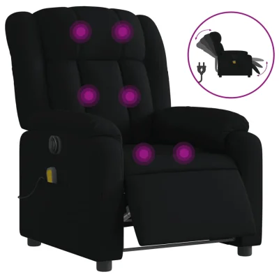 Električni masažni naslanjač - Relax naslanjač črno blago