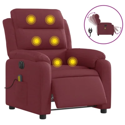 Električni masažni naslanjač - Relax naslanjač vinsko rdeče blago