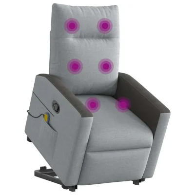 masažni naslanjač - Relax naslanjač s funkcijo vstajanja svetlo sivo blago