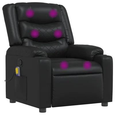masažni naslanjač - Relax naslanjač črno umetno usnje