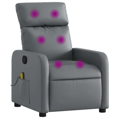 masažni naslanjač - Relax naslanjač sivo umetno usnje