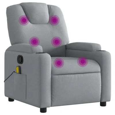 Masažni fotelj - Relax naslanjač svetlo sivo blago