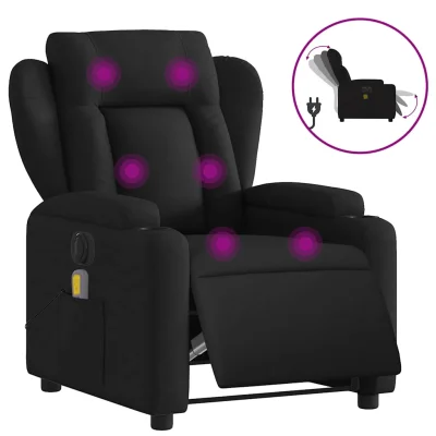 Električni masažni naslanjač - Relax naslanjač črno blago