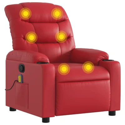 masažni naslanjač - Relax naslanjač rdeče umetno usnje
