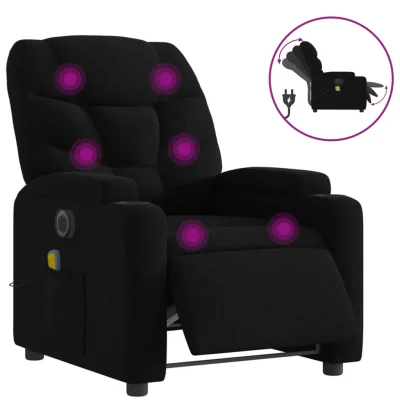 Električni masažni naslanjač - Relax naslanjač črno blago