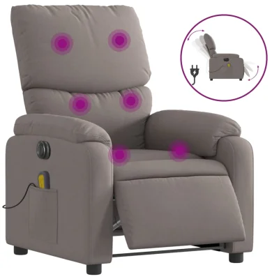 Električni masažni naslanjač - Relax naslanjač taupe blago