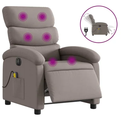 Električni masažni naslanjač - Relax naslanjač taupe blago