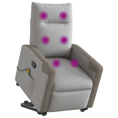 masažni naslanjač - Relax naslanjač s funkcijo vstajanja sivo blago