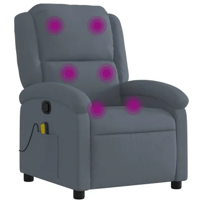 masažni naslanjač - Relax naslanjač temno siv žamet