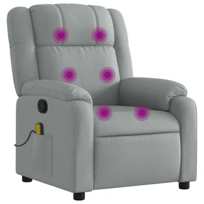 Masažni fotelj - Relax naslanjač svetlo sivo blago