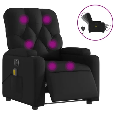 Električni masažni naslanjač - Relax naslanjač črno umetno usnje