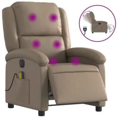 Električni masažni naslanjač - Relax naslanjač kapučino umetno usnje