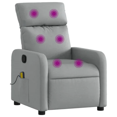 Masažni fotelj - Relax naslanjač svetlo sivo blago
