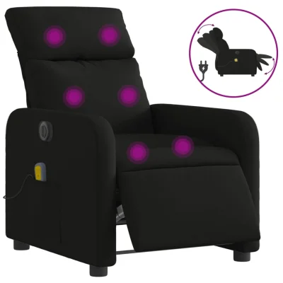 Električni masažni naslanjač - Relax naslanjač črno blago