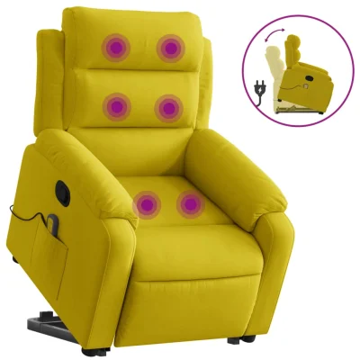 masažni naslanjač - Relax naslanjač s funkcijo vstajanja rumen žamet