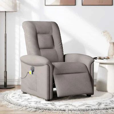 Električni masažni naslanjač - Relax naslanjač taupe blago