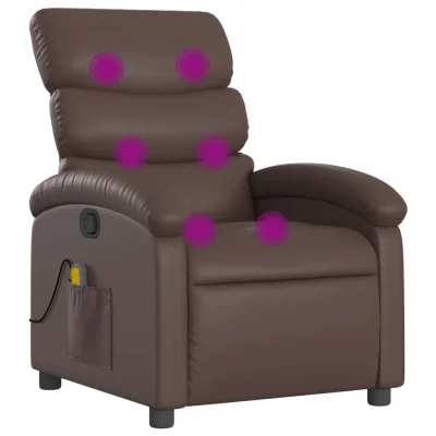 masažni naslanjač - Relax naslanjač rjavo umetno usnje