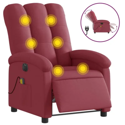 Električni masažni naslanjač - Relax naslanjač vinsko rdeče blago