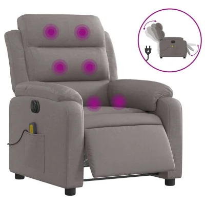 Električni masažni naslanjač - Relax naslanjač taupe blago