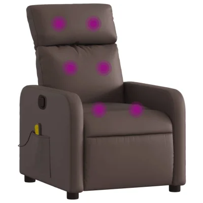 masažni naslanjač - Relax naslanjač rjavo umetno usnje