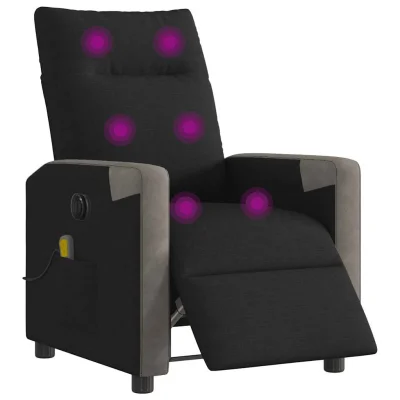 Električni masažni naslanjač - Relax naslanjač črno blago