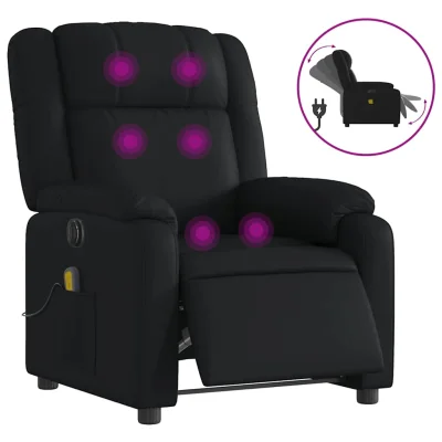 Električni masažni naslanjač - Relax naslanjač črno umetno usnje