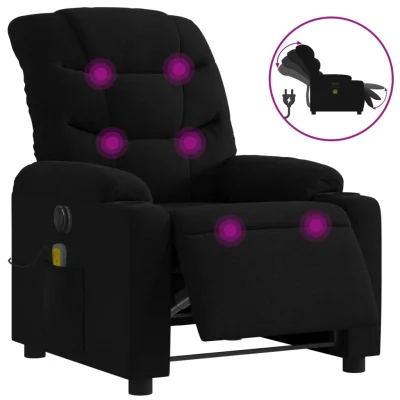 Električni masažni naslanjač - Relax naslanjač črno blago