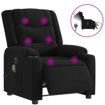 Električni masažni naslanjač - Relax naslanjač črno blago