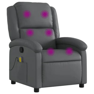 masažni naslanjač - Relax naslanjač sivo umetno usnje