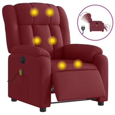 Električni masažni naslanjač - Relax naslanjač vinsko rdeče blago