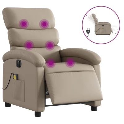 Električni masažni naslanjač - Relax naslanjač kapučino umetno usnje