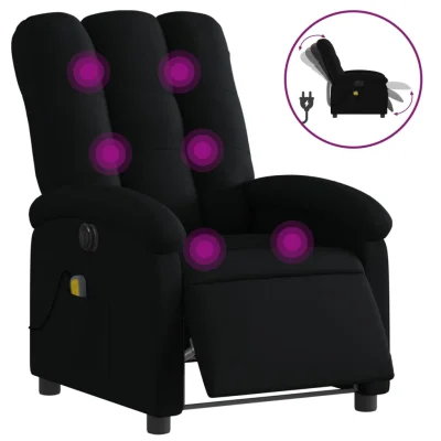 Električni masažni naslanjač - Relax naslanjač črno blago